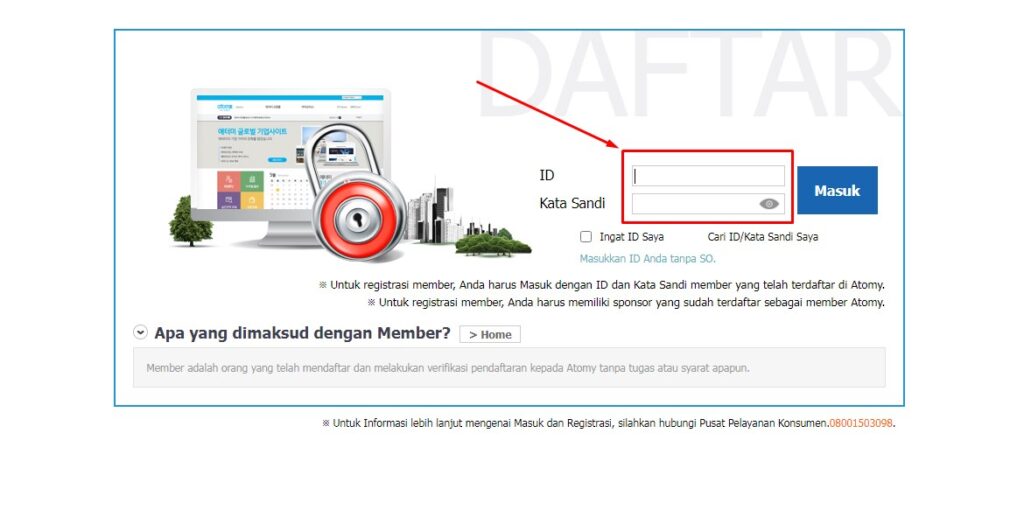 Panduan cara daftar member atomy login