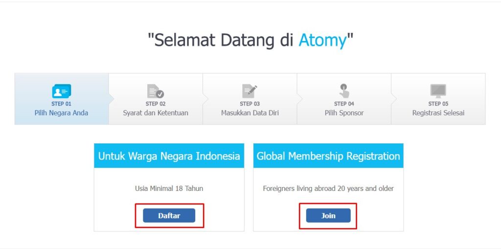 Cara Daftar Member Atomy Pilih Negara