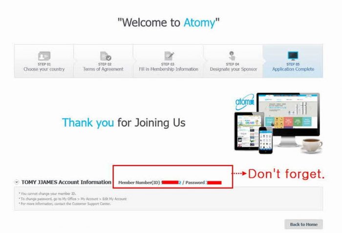 Atomy Join membership registration is complete-Panduan Bisnis Atomy