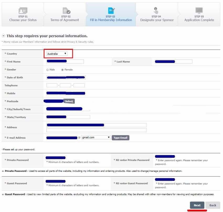 Input Personal Information