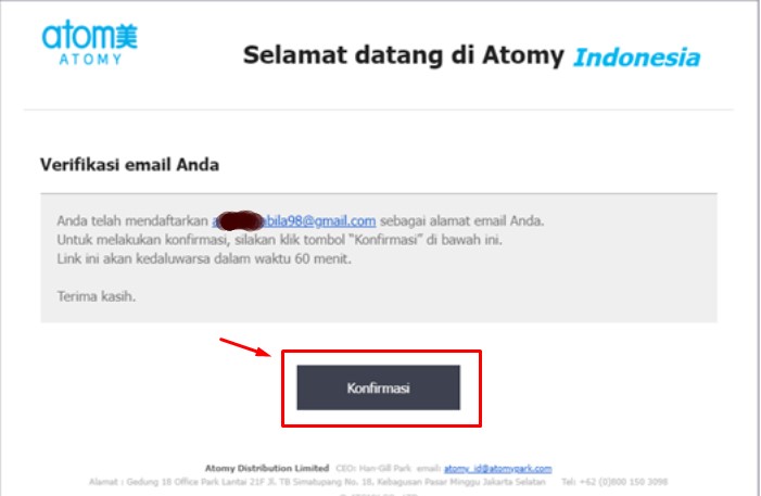 Buka Email Konfirmasi Atomy