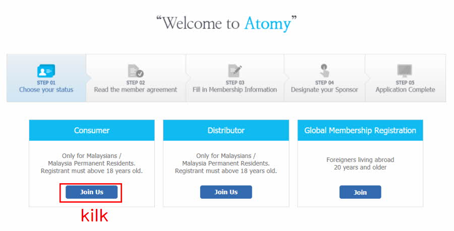 Malaysia Atomy member registration Choose Distributor