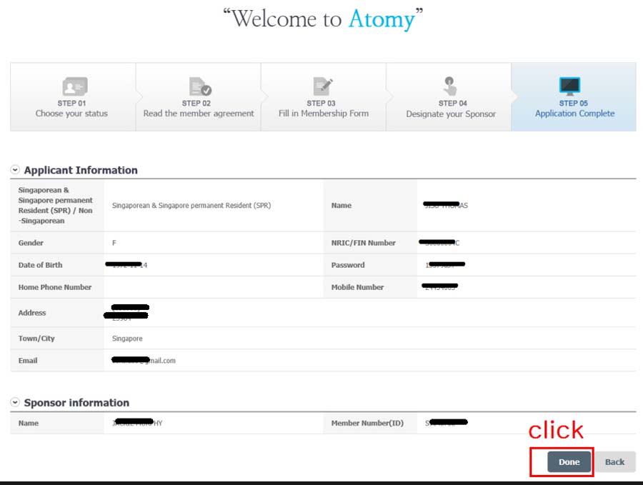 Singapore 09 Atomy Join Member Agent Complete