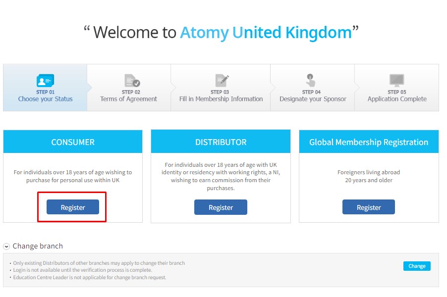 England 03 Atomy UK United Kingdom Register Member Consumer