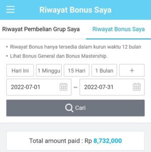 Contoh Riwayat Bonus Bisnis Atomy