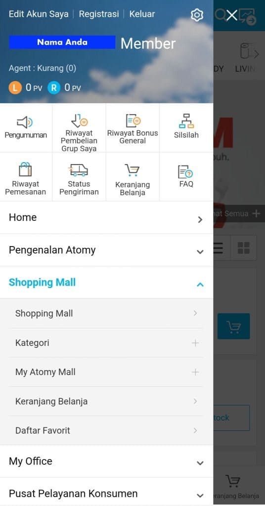 Panduan Bisnis Atomy Cara Buka Menu My Office di Aplikasi Atomy