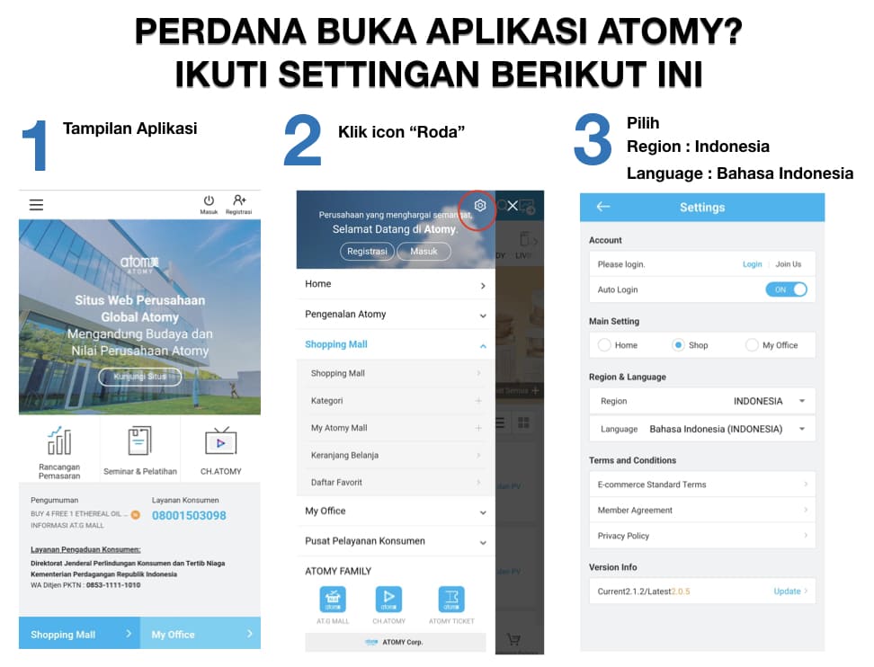 Panduan Bisnis Atomy Cara-Setting awal Panduan Buka Aplikasi Atomy