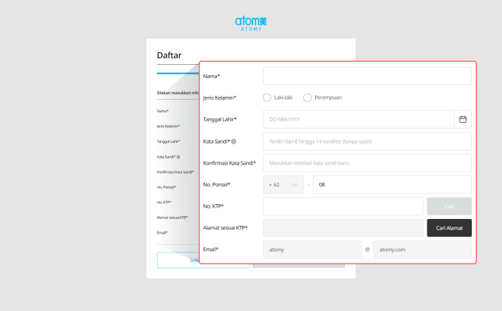 Masukkan informasi Data Pendaftaran