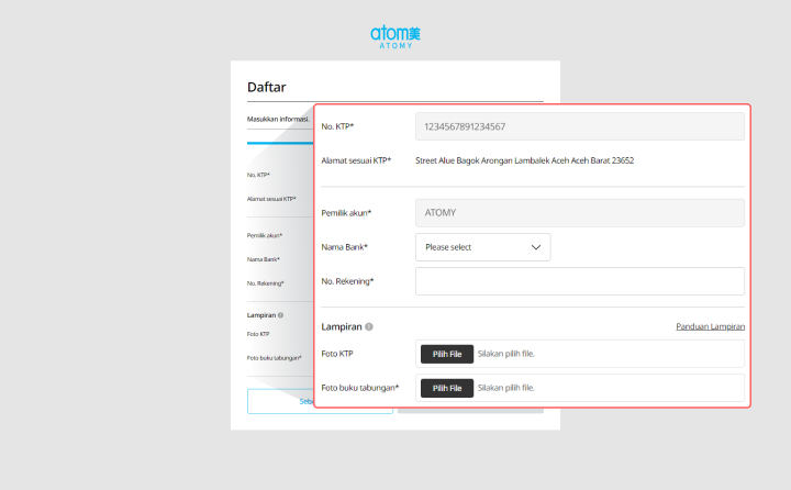 Upload Data Distributor Atomy