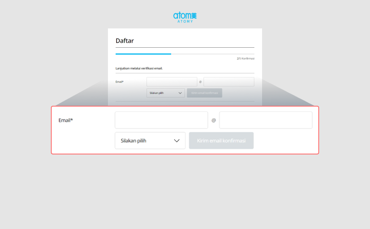Verifikasi kode E-Mail Cara Registrasi Member Atomy