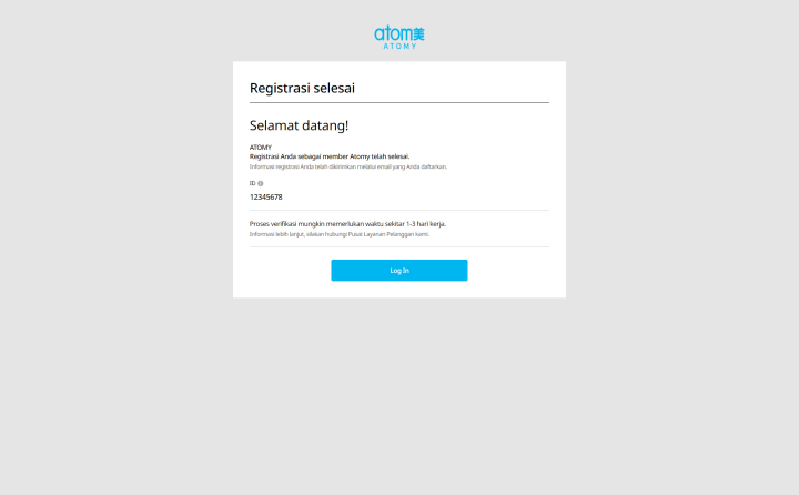pendaftaran Selesai jadi Atomy member Resmi