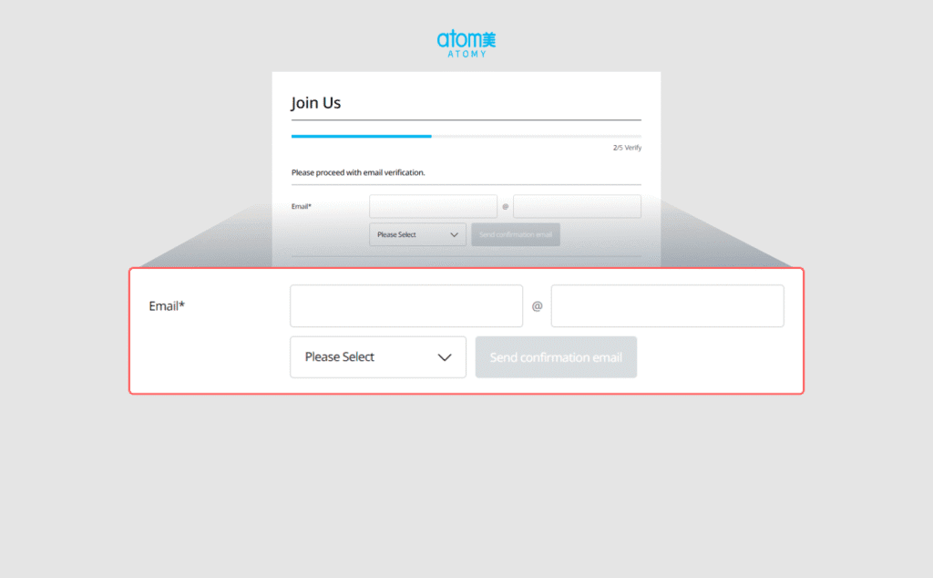 3. E-mail verification Atomy Join