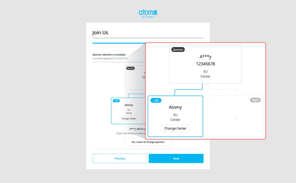 5. Sponsor Designation - Atomy Registration Steps