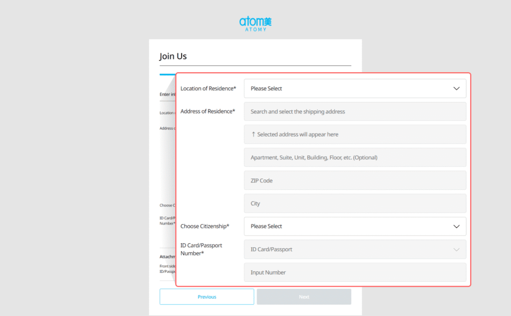 Enter residence Information